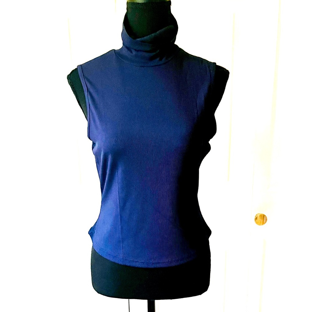 Temu Royal Blue Sleeveless Turtleneck